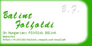 balint folfoldi business card
