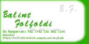 balint folfoldi business card